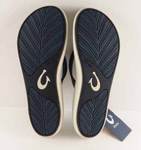 Olukai NEW  Pi’oe W 11 Beach Pool Sandals Flip Flop Slippers Trench Blue/Mst Grey