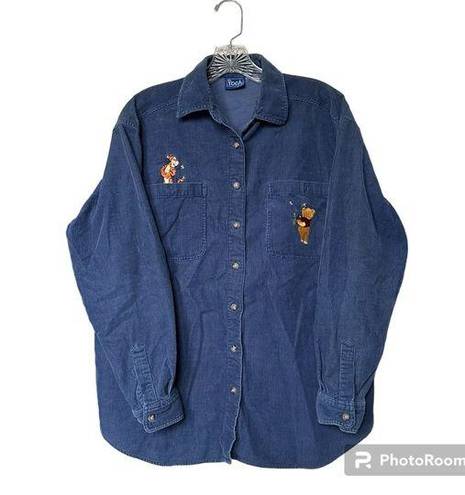 Disney Vintage  Pooh and‎ Tigger Embroidered Button Up Size L