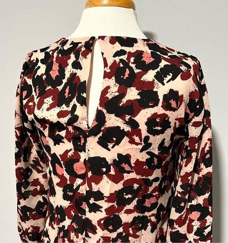 Parker  Pink Black Red Longsleeve Safari Leopard Print Drop Waist Dress Size S