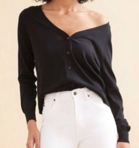 June and Hudson  Knot Front Cropped Sweater Black Knit Long Sleeve Size XL NWT