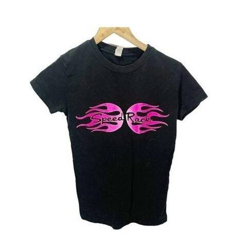 Tultex Speed Rack  Womens Black Pink Short sleeved T-Shirt Size M Fitted