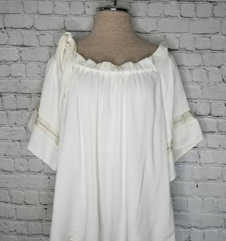 Alexis Hanne Blouse Medium Womens Off Shoulder Strap Eyelet Ivory