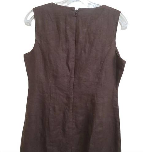 Talbots  Brown Linen Sleeveless Dress Sz 4