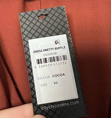 City Chic NWT  Pretty Ruffle Dress Cocoa