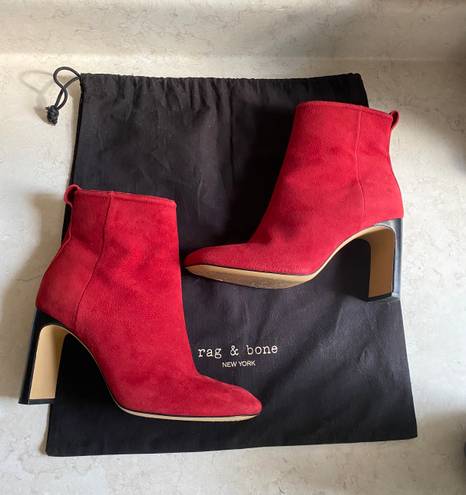 Rag and Bone Red Suede Ankle Boots