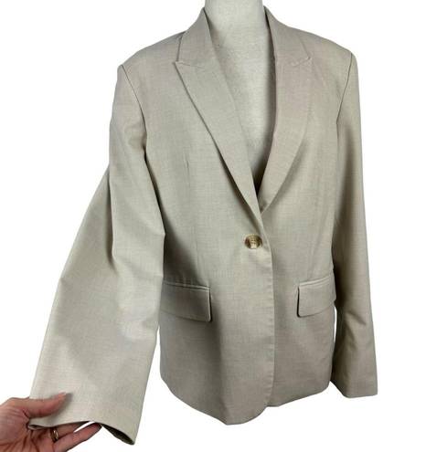 Oak + Fort  Oatmeal Oversized Single Breasted One Button Blazer Flap Pocket SZ M