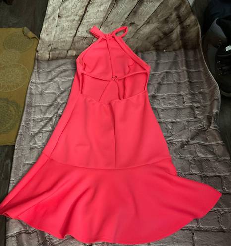 Love Culture Scuba Knit Neon Pink Flare Dress Size  M