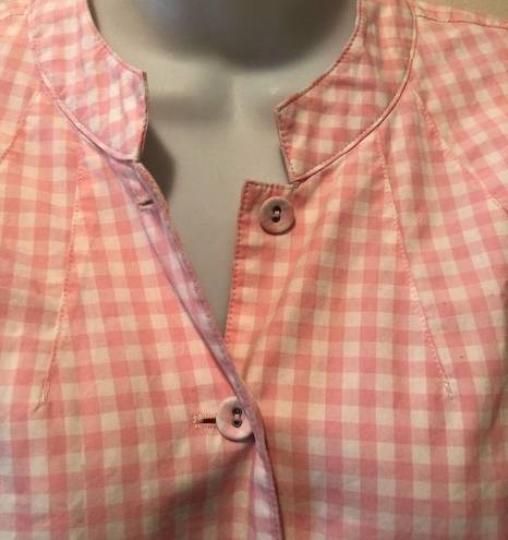 Tommy Hilfiger  Pink Gingham Check Lined Golf Jacket Sz. L Pockets Button Up