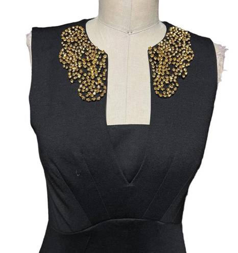 Ted Baker  London Edella Jeweled Neck Dress Black Gold Size 1 / US 4