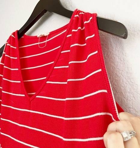 See You Monday  Striped Tiered Knit Red White Dress Medium