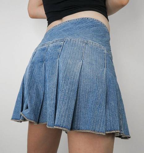 Aeropostale Vintage Y2K  Low Waisted Pleated Denim Mini Skirt