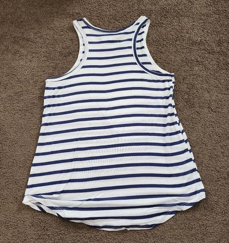 Grayson Threads White/Blue Striped Weekend Tank Top, Women's XS