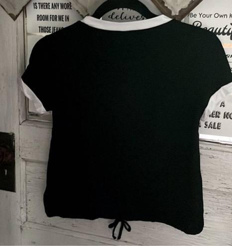 No Bo Nwt  Womens Size Small 3-5 Short Sleeve Black white Crop Top‎ Shirt