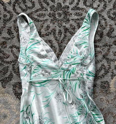 Oscar de la Renta  Satin Slip Nightgown White Floral Medium