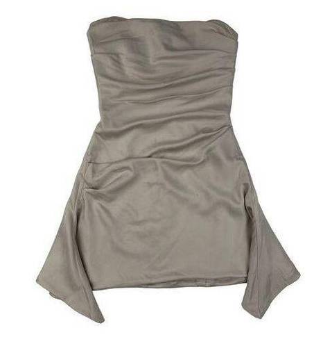 House Of CB  - Jasmine Oyster Draped Strapless Corset Dress in Grayish Ivory