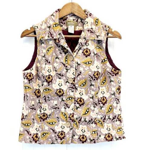 The Territory Ahead  Womens 6 Corduroy Vest Button Front Purple Lavender Floral