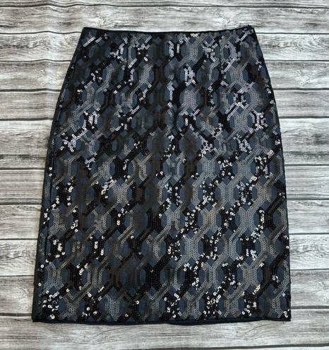 W By Worth  Women's Pencil Skirt Dark Blue Denim Black Grey Gray Sequins X0 0 XS