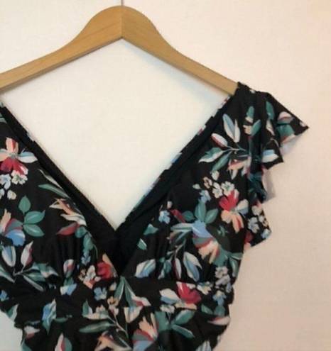 Modcloth NEW NWT  The Kelsie One Piece Swimsuit Floral Black Blue Floral Padded