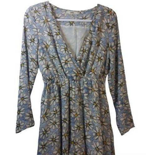 Daisy Into Blue Floral  Print Long Sleeve Dress Size 8