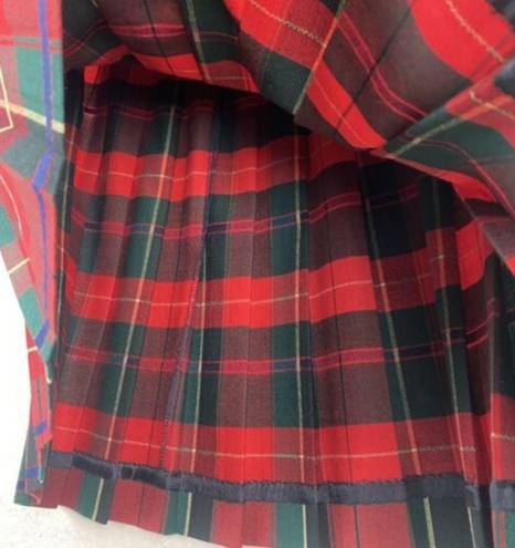 Talbots  Vintage Womens Size 12 Tartan Plaid Pleated Skirt Red‎ Green