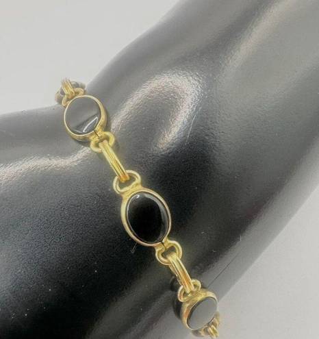 Onyx 12k gold filled  black  link bracelet