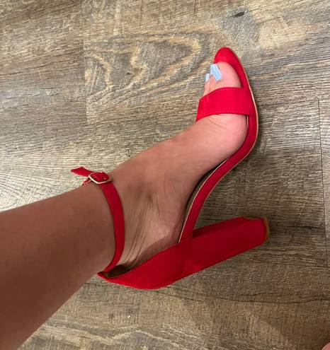 Shoe Land Red Platform Heels