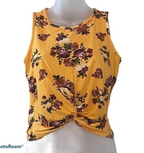 First Love Yellow Floral Print Twist Front Tank