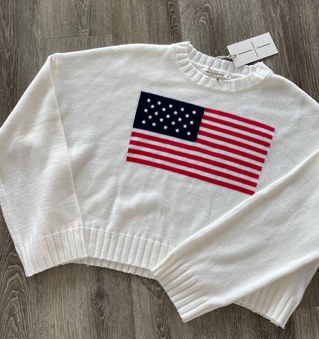 moon&madison American flag iconic crewneck pullover knit sweater small cream NEW NWT