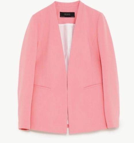 ZARA Basics Collection Collarless Blazer & High Waist Pants in Pink