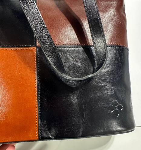 Patricia Nash Braden Tote Purse Black Tan Leather Colorblock Large NWT