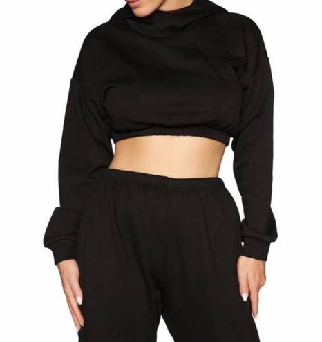 Naked Wardrobe  Black Pullover Cropped Sweatshirt