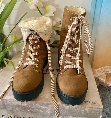 Qupid Brown Lace Up Convertible Boots