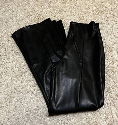 Abercrombie & Fitch  Vegan Leather Split Hem Flare Pants Size Medium 