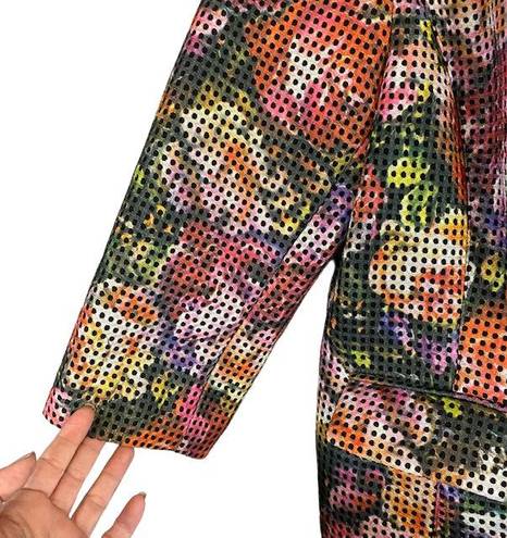 W By Worth Colorful Floral Netted Button Front Jacket Women Sz 12