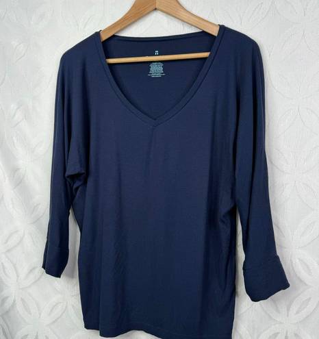 Second Skin Tommy John  Micro Ribbed V Neck Navy Sleep Tee Size M