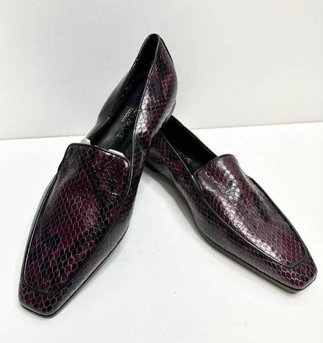 PARKE Marion  Shoes Womens Size 6.5US Python Snakeskin Loafers Purple Black