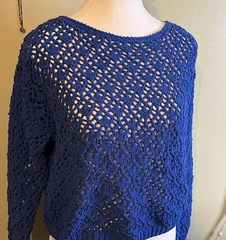 The Moon  & Madison loose knit bright blue cropped soft sweater