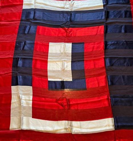 Oscar de la Renta  Vintage Scarf Geometric Square Red Blue Patriotic Designer NWT