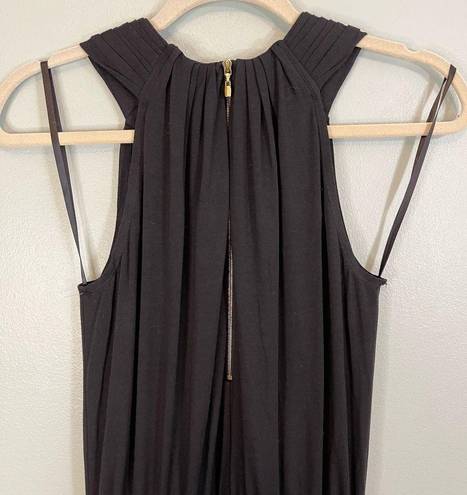 St. John  Women Black Halter Pleated Neck Drawstring Side Slits Midi Dress Size 2