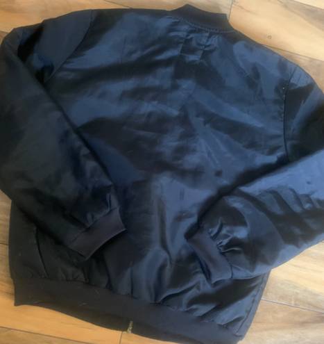 Guess Bomber Jacket Lightweight Windbreaker Zip Up Black Size Medium