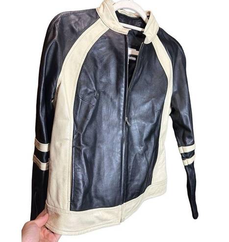 Wilson’s Leather Vintage Wilsons Leather Maxima Racer Moto Jacket Women’s Size M Black Cream RARE