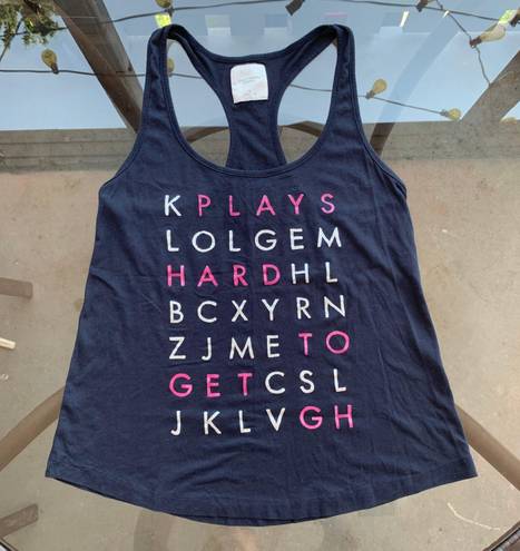 Gilly Hicks “Plays Hard To Get” Letters Racerback Tank Top in Navy - Size Small