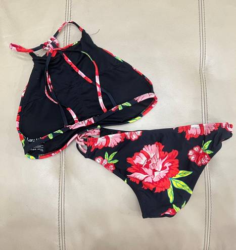 Cabana Del Sol Red Flower Halter Bikini