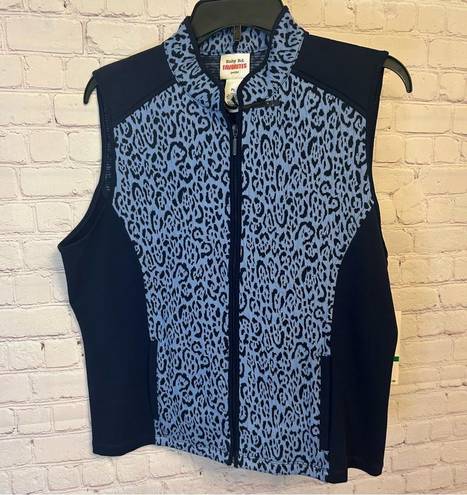 Ruby  Road blue stretch full zip leopard print Petite Large ladies vest NEW