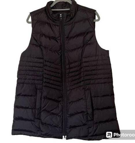 J.Jill  Goose Down Puffer Vest Womens Size 1X Full Zip Pockets Black