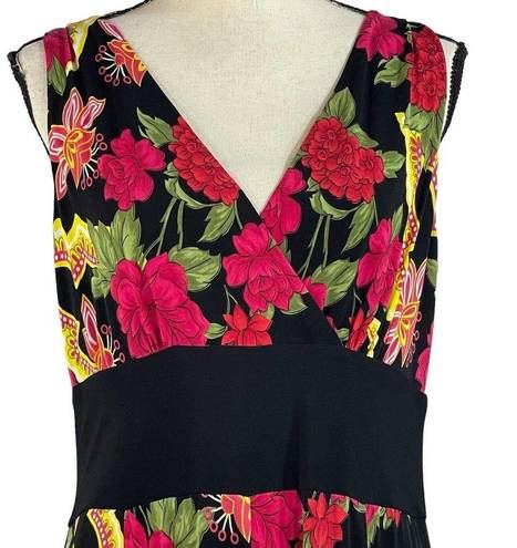 Scarlett  SZ 12 Midi Dress Handkerchief Hem Floral Sleeveless V-Neck Empire Waist