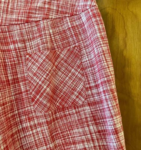 Talbots  Linen Cotton Blend Tapered Capri Pants Red White Petite Size 10 P 10P