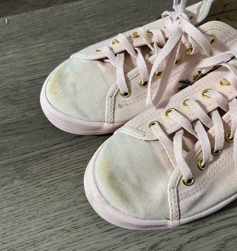 Keds  X Rifle Paper Company Womens Pastel Pink Lace Up Canvas Sneakers Size 7