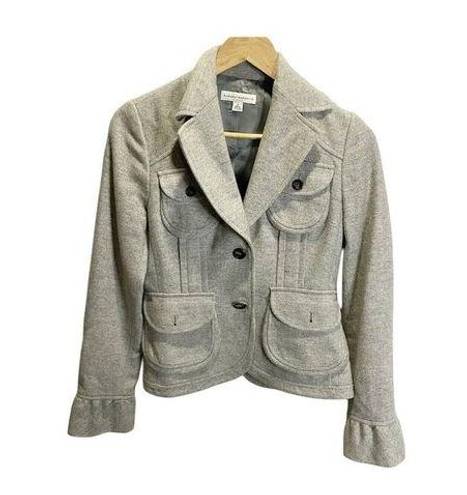 Banana Republic  Womens Wool Jacket Oatmeal Gray Herringbone Coat S Pockets