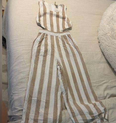 Striped Linen Jumpsuit Size XS